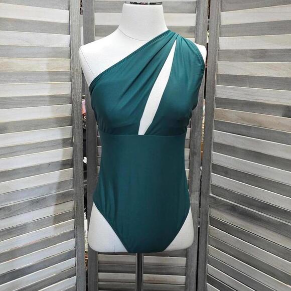 One Shoulder Plunge Cut Out One Piece Swimsuit | Shade & Shore | Large (12/14) - Picture 1 of 9